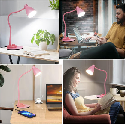 BOHON LED Desk Lamp with USB Charging Port 3 Color Modes Dimmable, Black