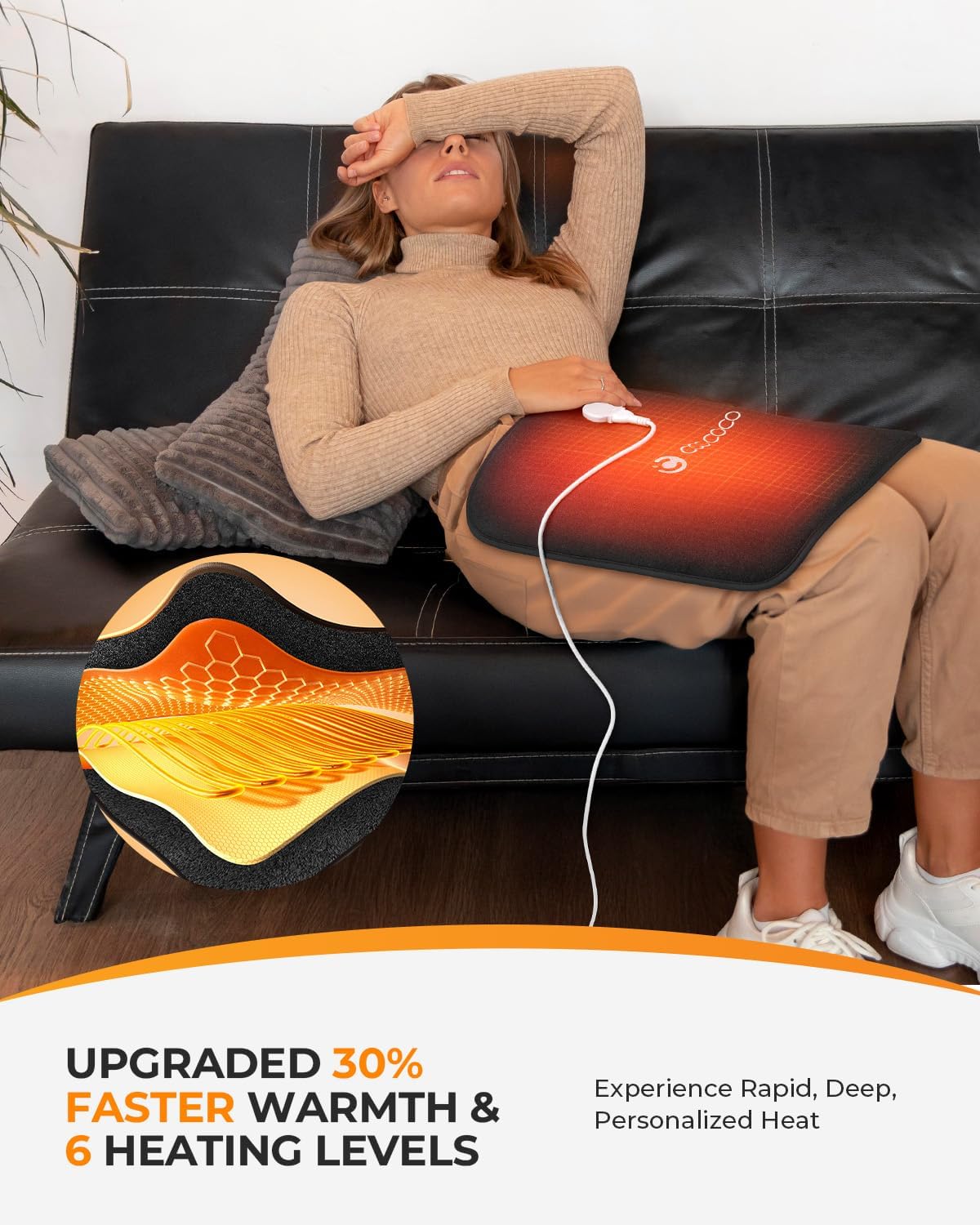 CooCoCo 17x33 Large Heating Pad for Back, HSA Approved Items for Mom Dad, Electric Heated Pad for Neck Shoulders Period Cramps, FSA Eligible Heat Pad, Auto Off, 10ft Cord