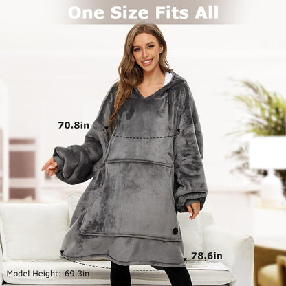 THREE POODLE Wearable Blanket Hoodie for Women, Oversized Sherpa Sweatshirt Blanket for Adults Men, Cozy Hooded Blankets, Gifts for Teen Girls Women Mom Sister