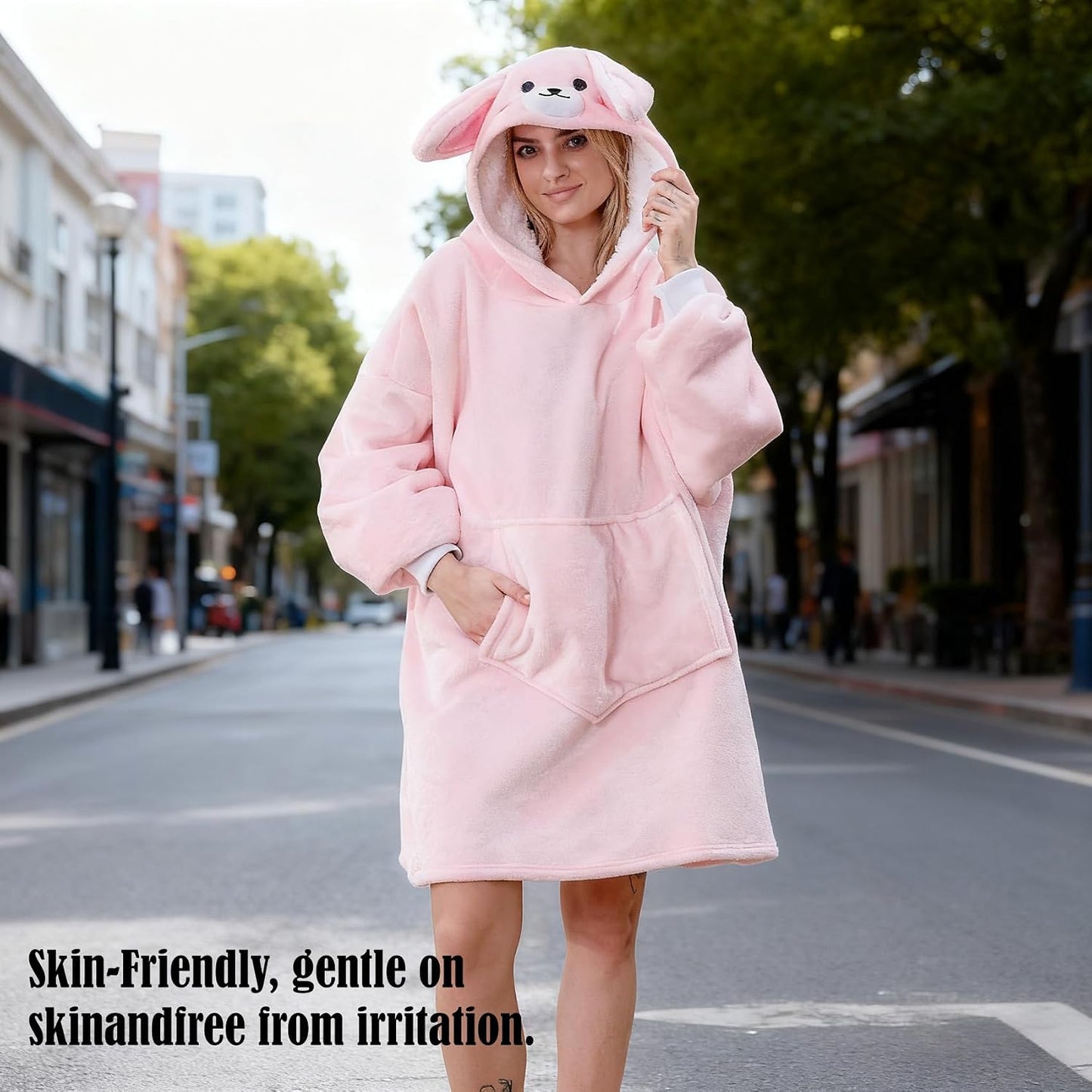 Oversized Hoodie Blanket, Wearable Blanket sweatshirt, Ultra Soft Sherpa Fleece Comfy Snuggle Hoodie