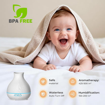 Aromatherapy Essential Oil Diffuser, 550ml Ultrasonic Fragrant Oil Large Room Humidifier, Diffusers for Home with Timer and Waterless Auto-Off, 7 Color LED Lights,Cool Mist Humidifiers
