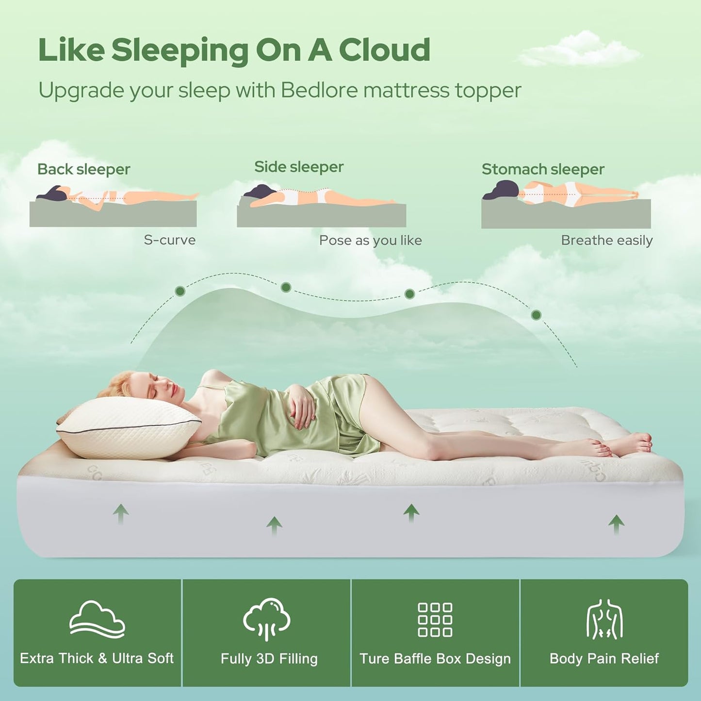 BEDLORE King Mattress Topper Viscose Derived from Bamboo, Thick Pillow Top Mattress Pad with Stretchable Pockets for 6"-18" Mattress, Soft Breathable Mattress Topper for Back Pain Relief(Dark Gray)