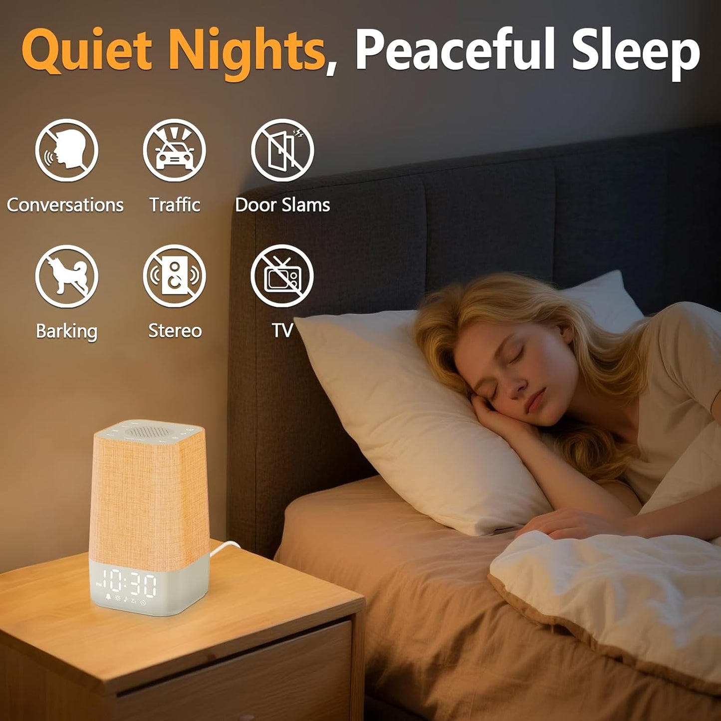 10-60 Mins Simulated Sunrise Alarm Clock: Gentle Wake Up Light with Adjustable Brightness, 32-Level Volume, Bright & Loud Enough for Dark Morning Bedroom - White Noise Machine with 30 Soothing Sounds