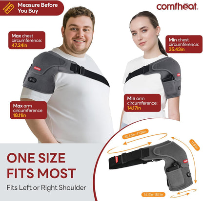 Cordless Shoulder Heating Pad with Vibration Massage for Frozen Shoulder Rotator Cuff Pain Relief, 5000mAh Battery Powered Heated Shoulder Brace Wrap, 1-3H Hot Compress for Men & Women