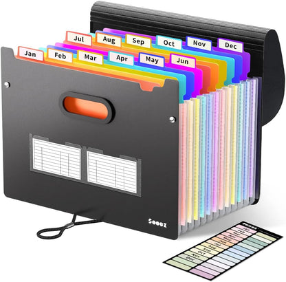 Sooez Accordion File Organizer, 13-Pocket Expanding File Folder Letter Size