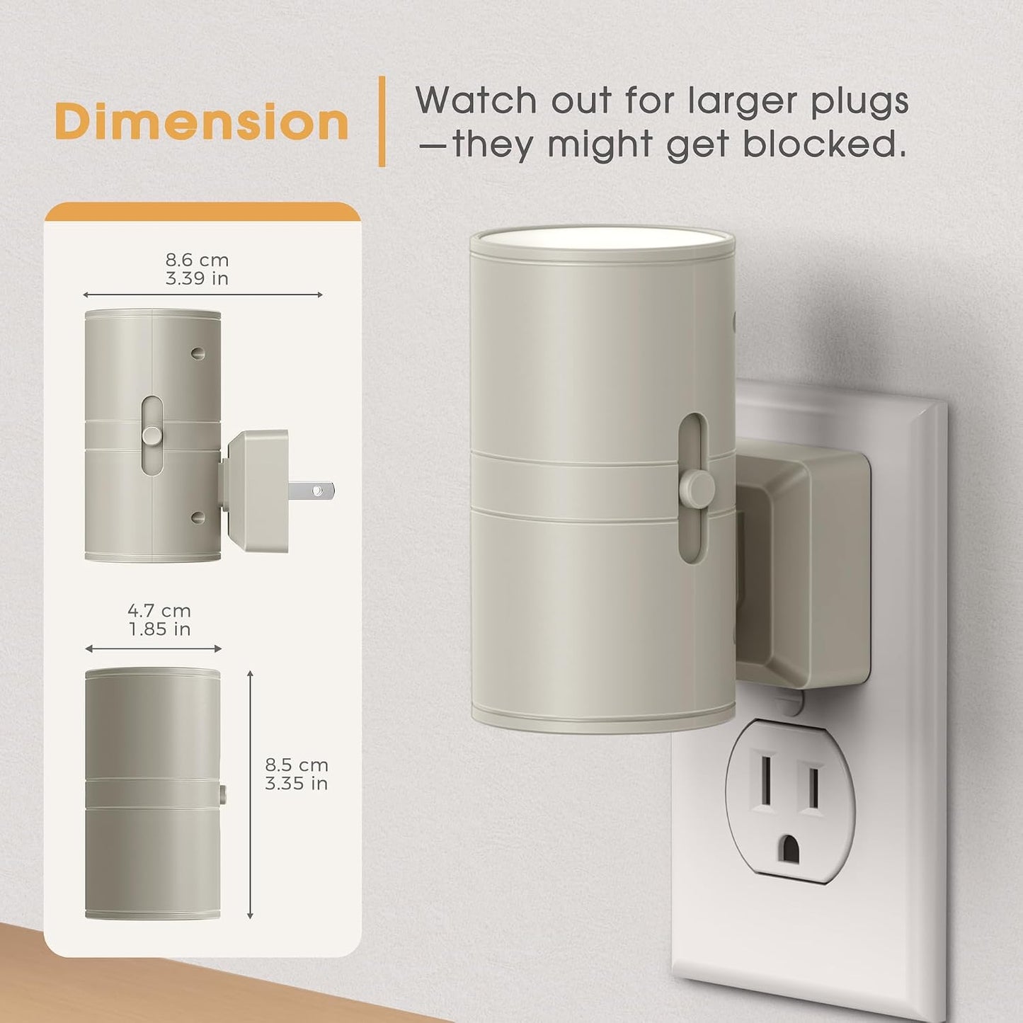 Briignite Night Lights Plug into Wall, Modern LED Night Light Plug in, Dusk to Dawn Sensor,Amber Night Light 0-100LM Adjustable Brightness, Dimmable NightLight for Hallway, Bedroom, Stairway, 2 Pack