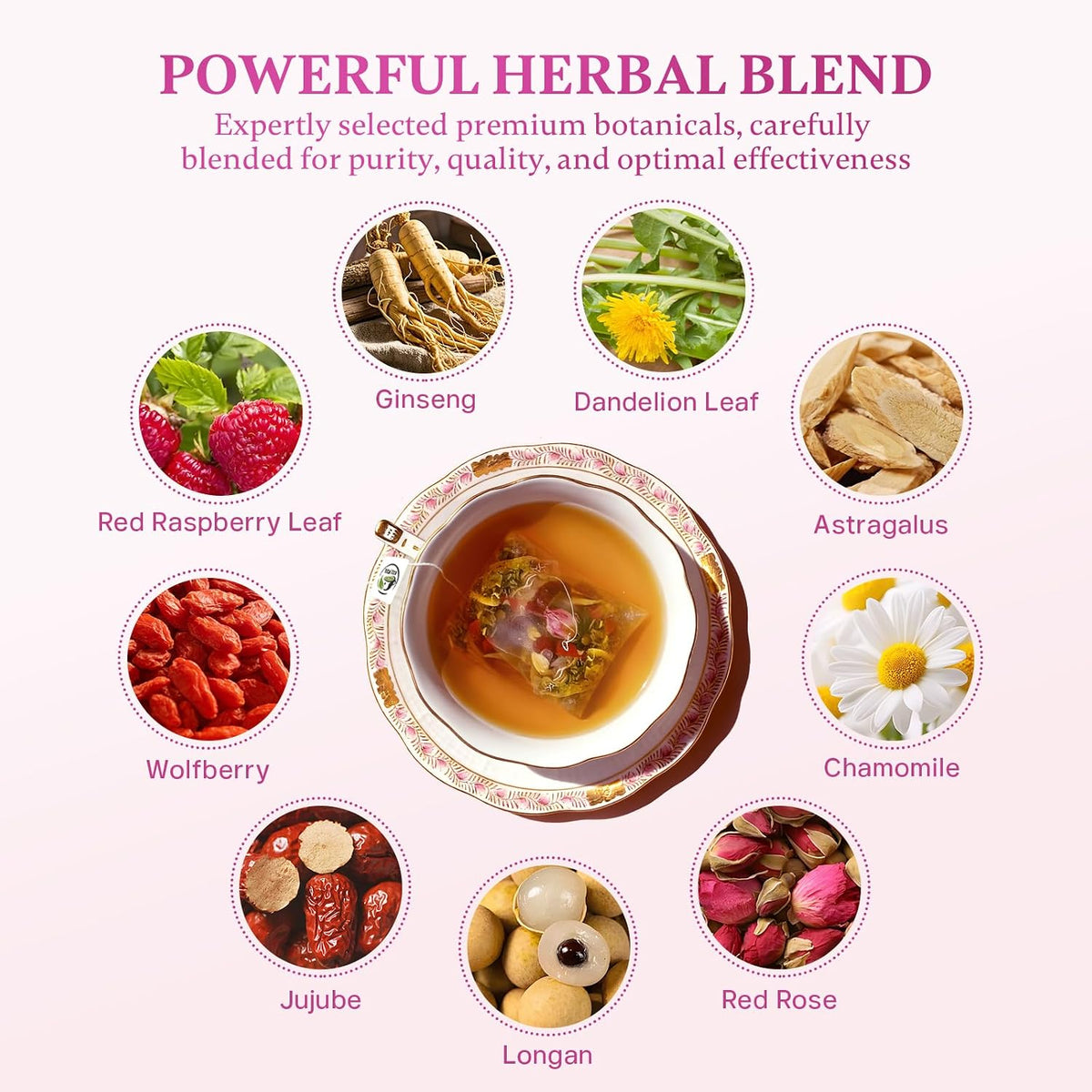Vital Tea Hormone Balance Tea for Women, Natural Red Raspberry Leaf & Goji Berries Herbal Tea for Women Wellness, Cycle Support- Loose Leaf Tea