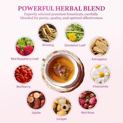 Vital Tea Hormone Balance Tea for Women, Natural Red Raspberry Leaf & Goji Berries Herbal Tea for Women Wellness, Cycle Support- Loose Leaf Tea