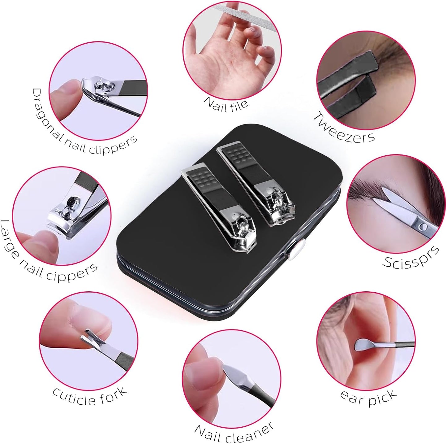 Manicure Set 8 in 1 Nail Clipper Set,RedFlow Nail Clippers,Fingernail & Toenail Clippers,Manicure Tools,Pedicure Tools,Suitable for Travel Manicure Kit,Nail Set Kit with Everything Profe (Blue)