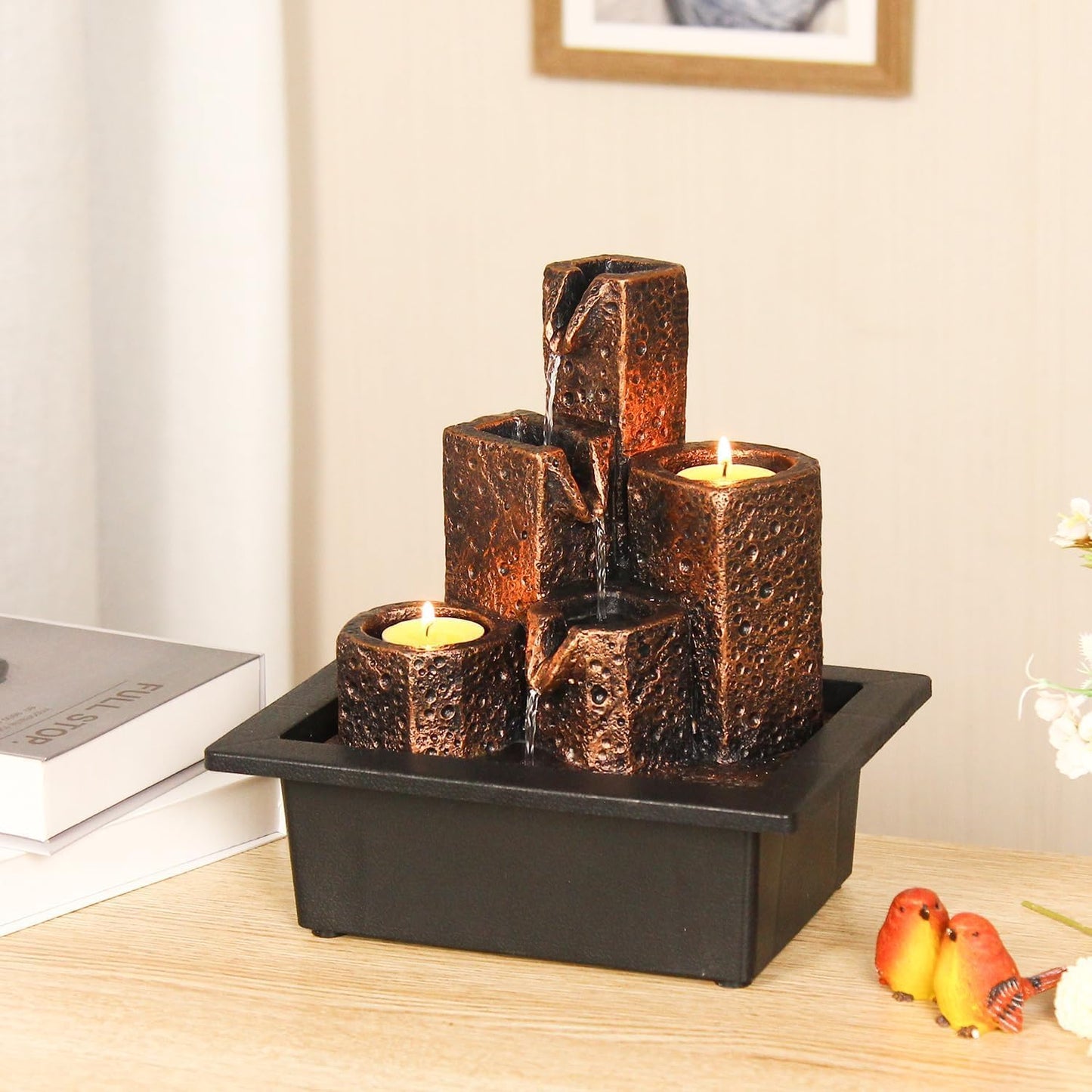 Tabletop Waterfall Fountain Indoor Themed Coral Seashell Tabletop Water Fountain Meditation (Ocean)
