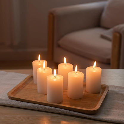 Housecret 24 Pack Warm White Unscented Clear Glass Filled Votive Candles. Hand Poured Wax Candle Ideal Gifts for Aromatherapy Spa Weddings Birthdays Holidays Party