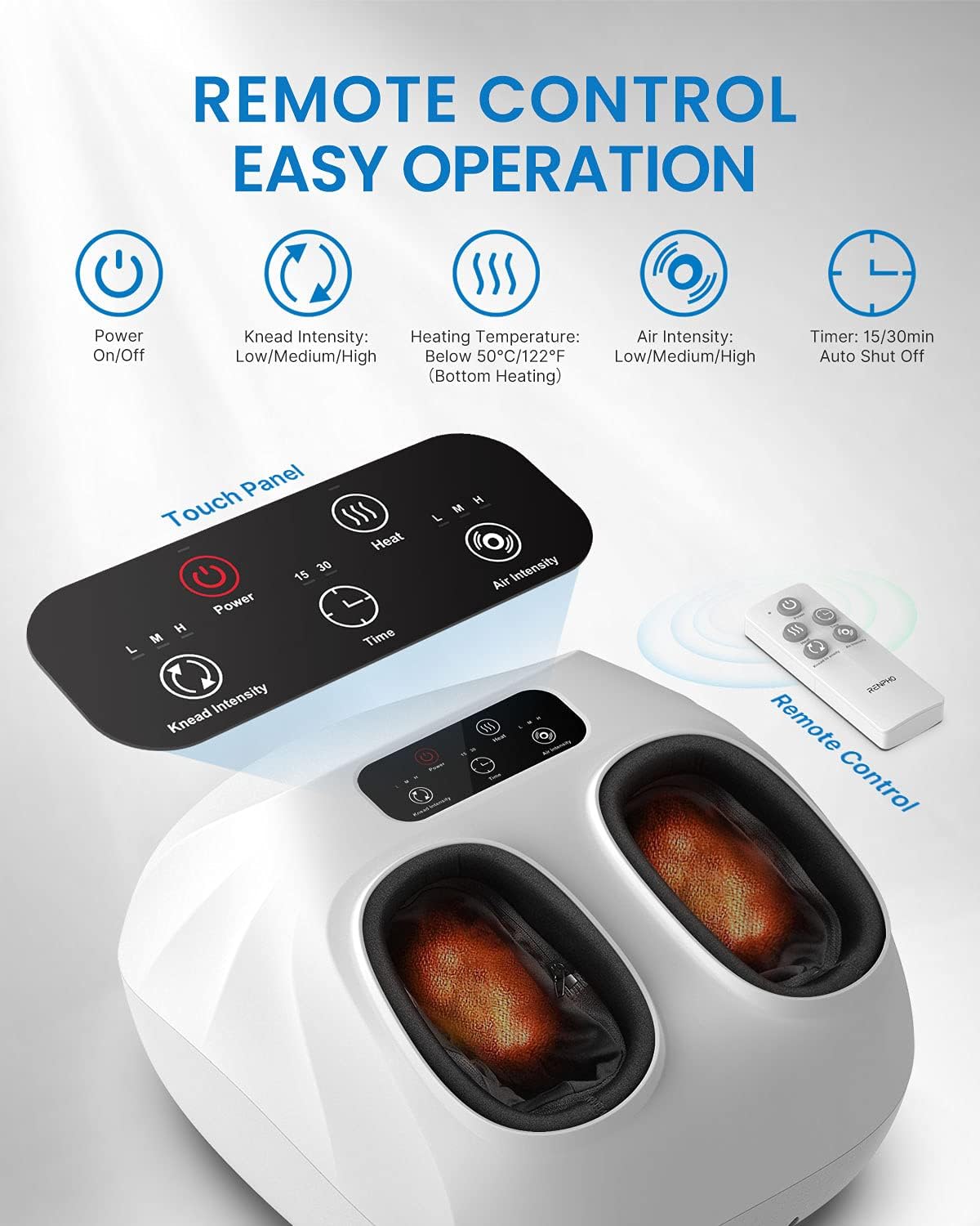 RENPHO Foot Massager Machine with Heat [2026 Upgraded], Plantar Fasciitis FSA Eligible HSA Massager, Shiatsu Foot Massager for Neuropathy, Birthday Self Care Gifts for Women Men, Up to Size 14, Black