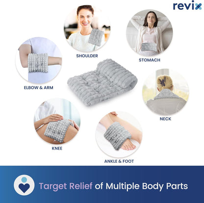 REVIX 6 * 12" Moist Heating Pad Microwavable, Reusable Microwave Heating Pads for Joints, Weighted Heat Packs with Flaxseeds for Shoulders, Neck, Back, Unscented
