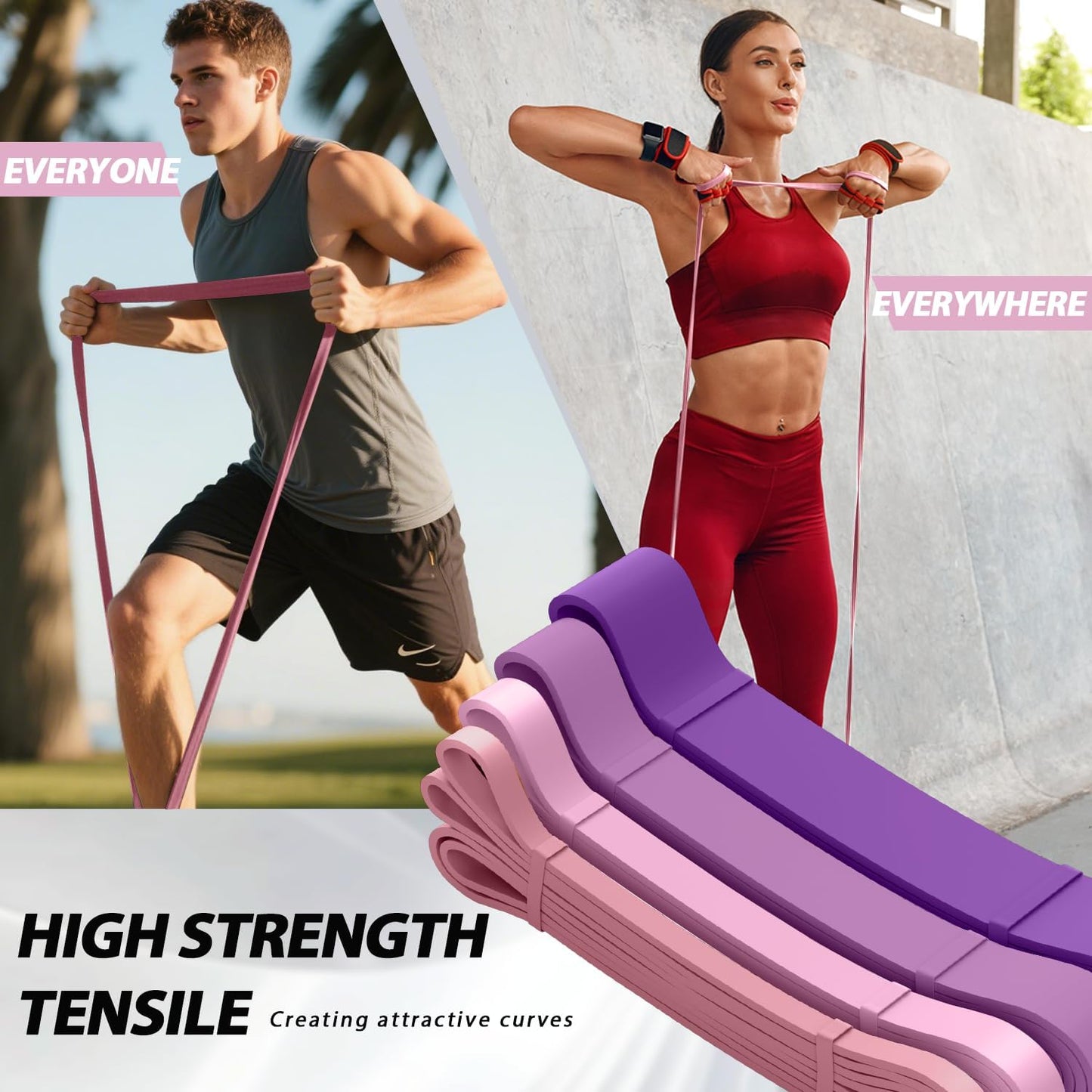 LEEKEY Pull Up Assistance Bands,Muit Levels Resistance Bands for Senior/Adults,Exercise Bands with Door Anchor, Strength Bands for Fitness Training, Physical Therapy,Home Gym Workouts