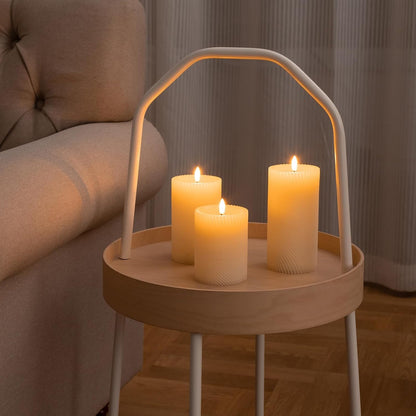 ANGELLOONG Flickering Flameless Candles, Realistic Battery Operated Candles with Remote and Timer, Set of 3 LED Candles for Fall Room Home Wedding Decor Centerpieces Table Party Christmas Decorations