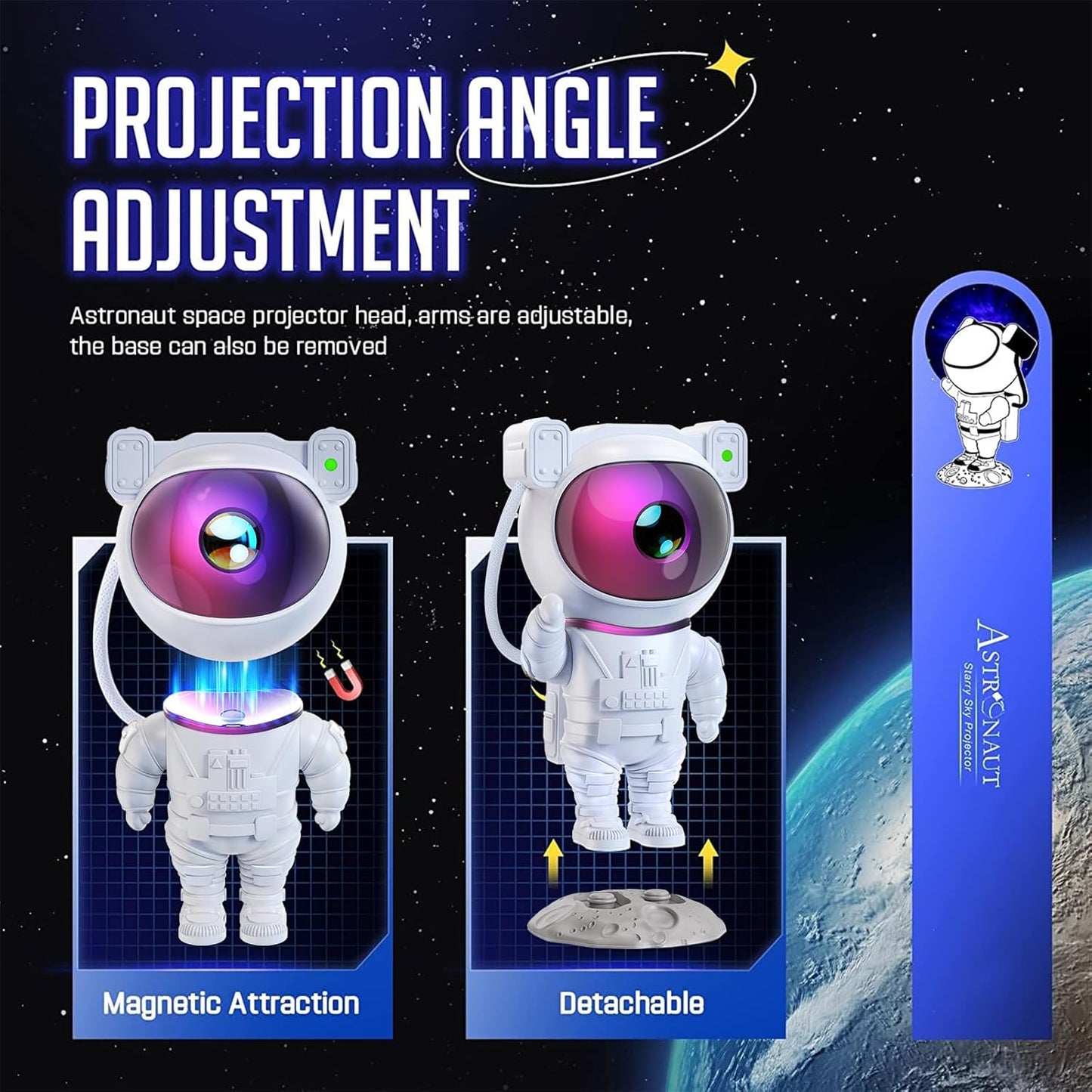 Star Projector Galaxy Night Light - Astronaut Space Projector, Starry Nebula Ceiling LED Lamp with Timer and Remote, Kids Room Decor Aesthetic, for Christmas & Birthdays
