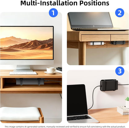 Upgraded Laptop Charger Holder,Adjustable Silicone Strap Power Brick Organizer With Heat Dissipation,Under Desk Cable Management Mount For Most Power Adapters,Chargers, Included Screws & Adhesive