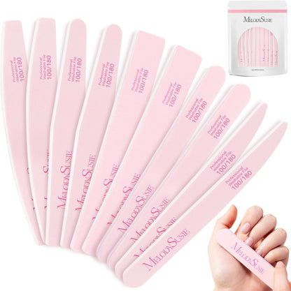 MelodySusie 16Pcs Professional Nail Buffer Kit,Nail Files and Buffers,Nail Buffer Block,Nail Brush, Nail File Buffers Kit for Natural Nails,DIY,Home Use,Salon（100/180 Grit）