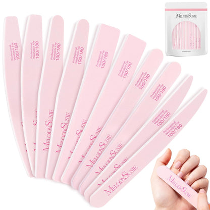 MelodySusie 16Pcs Professional Nail Buffer Kit,Nail Files and Buffers,Nail Buffer Block,Nail Brush, Nail File Buffers Kit for Natural Nails,DIY,Home Use,Salon（100/180 Grit）
