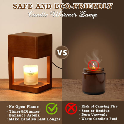 Modern Candle Warmer Lamp with Timer, Dimmable Candle Lamp Warmer, Mothers Day Birthday Gifts for Women Men, Black Candle Warmer, Adjustable Candle Light Warmer, Cozy Living Room Bedroom Home Decor
