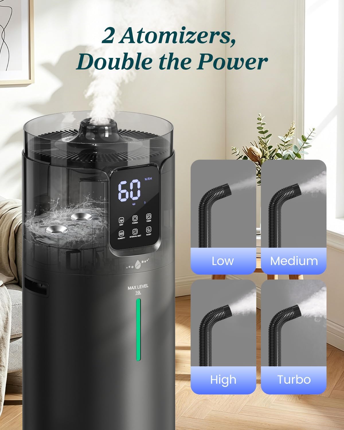 16L Cool Mist Humidifier Large Room Whole House & Commercial 1500 sq.ft