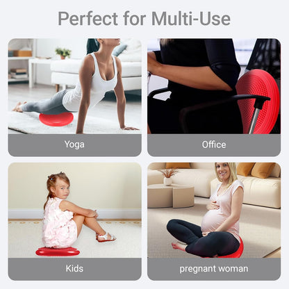 Inflated Stability Wobble Cushion, Yoga Balance Wiggle Seat Pad Disc for Pain Relief, Pelvic Floor Recovery, Rehabilitation Training