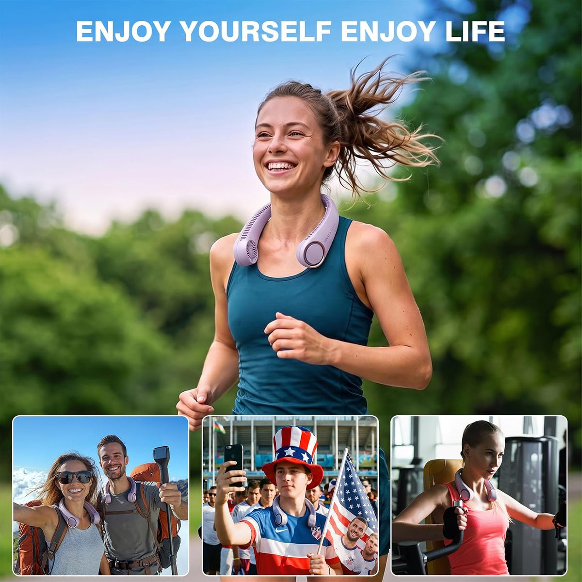 Morelax Neck Fan, USB Rechargeable Personal Fan,Hand Free Bladeless Portable Fans,4000 mAh, 3 Speeds,72 Air Faster softer 360° Cooling, Ultra Quiet,Gift Suitable for Home, Office, Travel, Sports