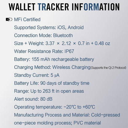 Wallet Tracker Card iOS Android [Apple MFi Certified] Item Locator