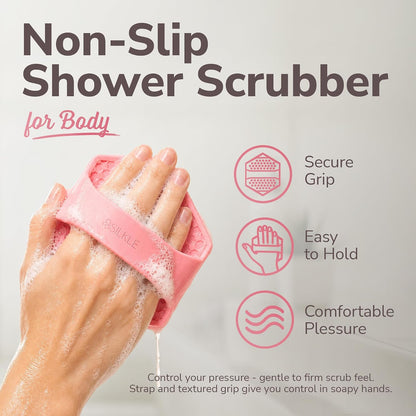 SILKLE Silicone Body Scrubber Exfoliator, Shower Scrubber & Silicone Loofah
