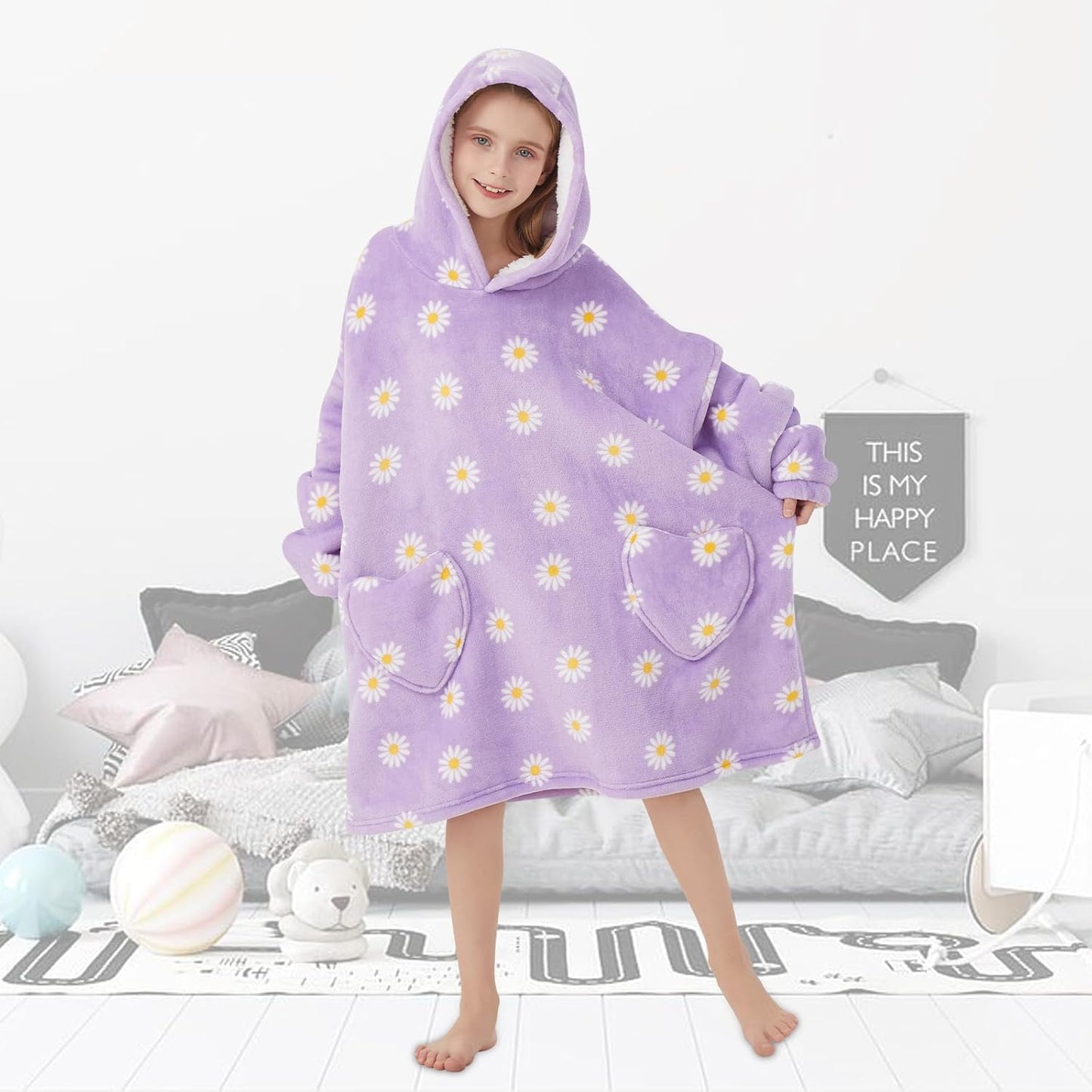 Fiosnow Glow in the Dark Unicorn Blanket Hoodies for Kids 6-13YR Oversize Wearable Blanket Hoodies for Boys Girls Teens