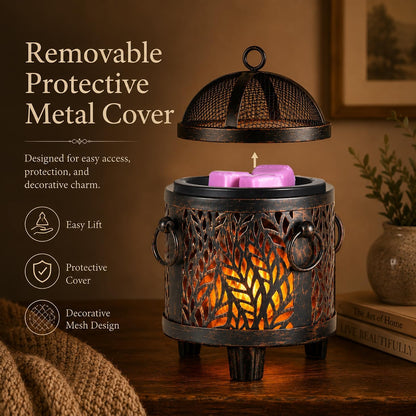 Dicimi Wax Melt Warmer,4-in-1 Electric Wax Melter,Oil Burner,Fireplace Wax Warmers, for Home Office Bedroom Aromatherapy Present and Decorations (Bronze, Fireplace Stove)
