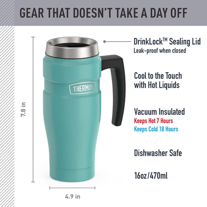 THERMOS Stainless King Vacuum-Insulated Travel Tumbler, 16 Ounce, Matte Steel