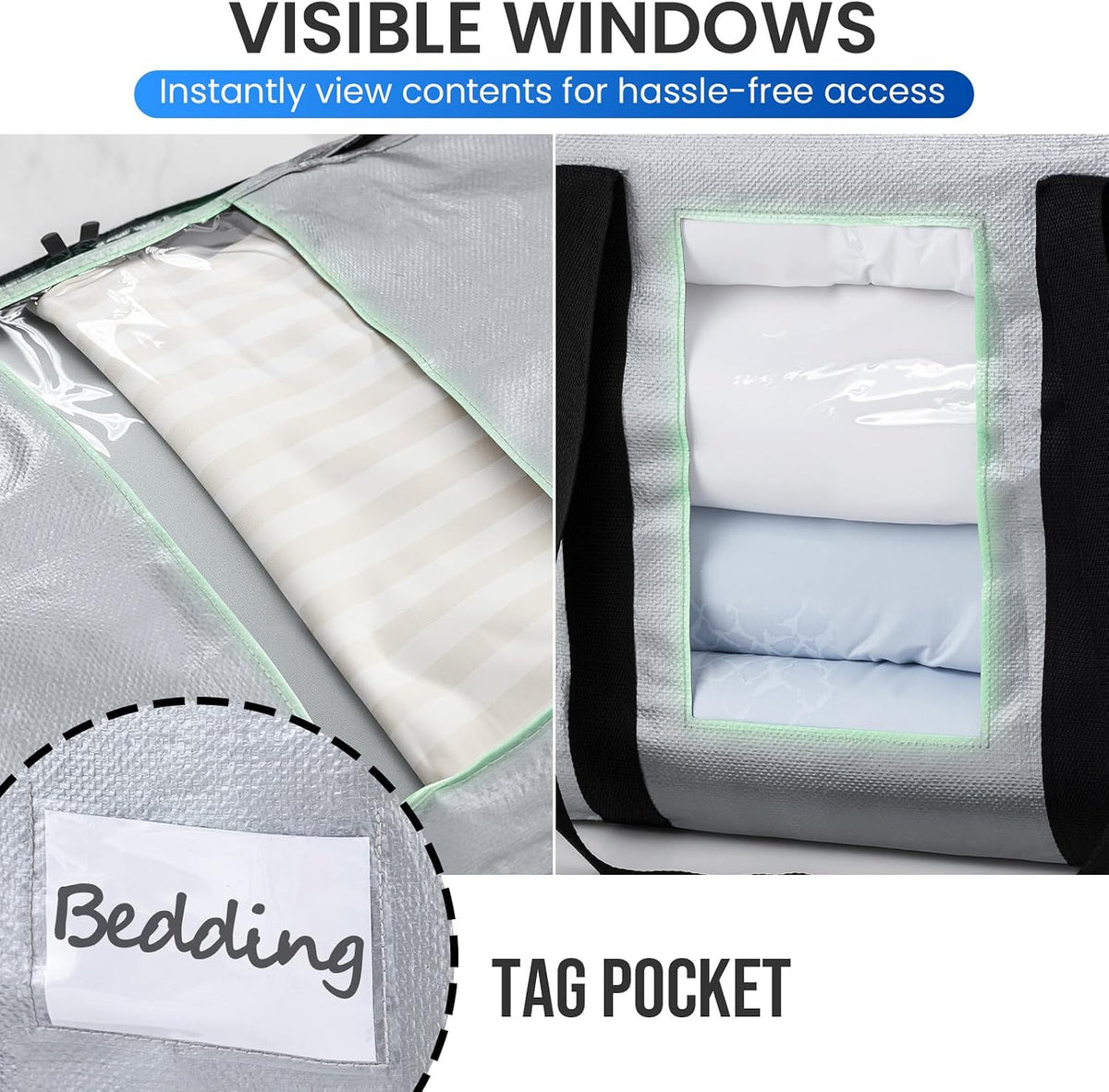 TAILI Blue Extra Large Moving Bags,Storage Bags with Visible Window