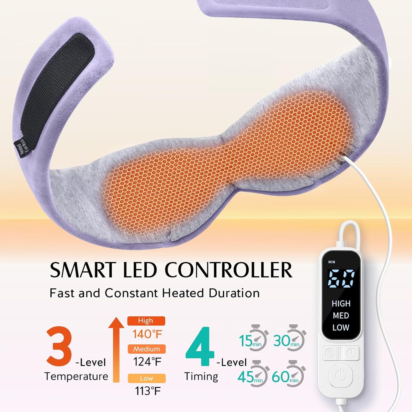 YFONG Heated Eye Mask, Warm Eye Compress Mask for Dry Eyes, USB Electric Heating Pad with Temperature & Timer Control, Dry Sleep Mask for Relax & Reduce Strain Dark Circle Stye Treatment, Blue