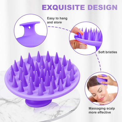 Meartchy Silicone Scalp Massager Shampoo Brush, Scalp Brush for Hair Growth & Dandruff Removal, Hair Scrubber Scalp Stimulator Exfoliator Brush with Soft Bristles for Wet Dry Scalp Care (Black)