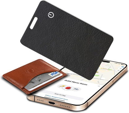 Wallet Tracker Card, Slim Rechargeable Bluetooth Item Locator, Smart Finder Compatible with Apple Find My for Wallet, Luggage, Passport, IP68 Waterproof (iOS Only) (Carbon Fiber Black)
