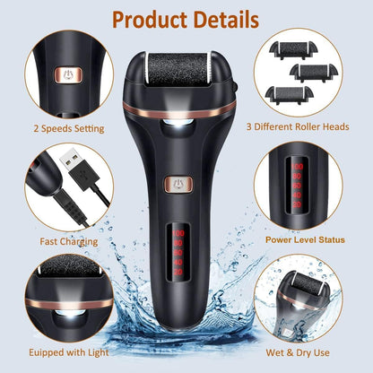 AdamPark Electric Callus Remover for Feet, Rechargeable Portable Electronic Foot Callus Remover 2-in-1 Wet/Dry Foot Scrubber Electric Toot File for Hard Cracked Dry Dead Skin（Pink）