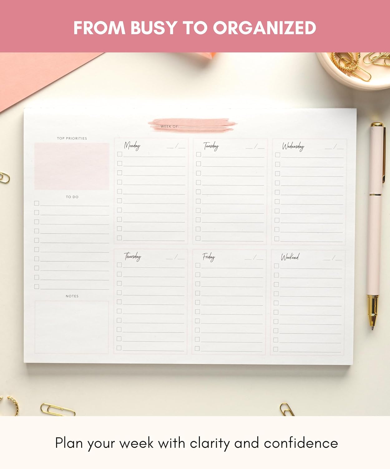 Lamare Weekly Planner Notepad – Premium Undated Weekly To Do List Notepad