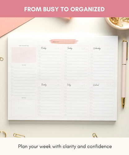 Lamare Weekly Planner Notepad – Premium Undated Weekly To Do List Notepad