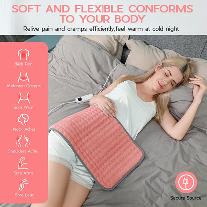 Heating Pad for Period Cramps, Heating Pad for Back/Neck/Shoulder Muscle Pain, 6 Heating & 4 Timer Setting, Auto Shut Off, Dry/Moist Heat & Machine Washable, Birthday Christma s Gifts for Women Mom