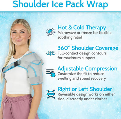 Arctic Flex Shoulder Ice Pack Brace - Cold Reusable Cool Gel Wrap, Hot Therapy - Immobilizer Compression Stability Support for Tendonitis, Dislocated Joint, Left and Right Rotator Cuff Arm Pain Relief
