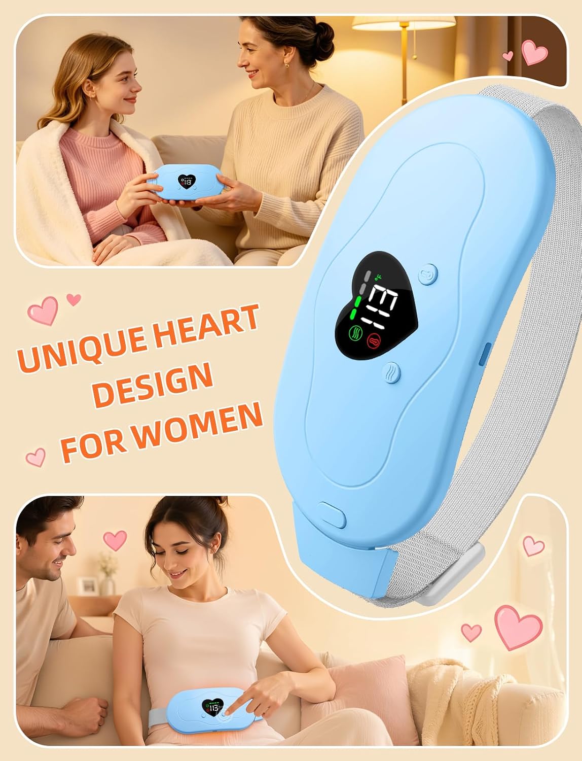 Glyduny Portable Heart Heating Pads, Electric Cordless Heat Pad