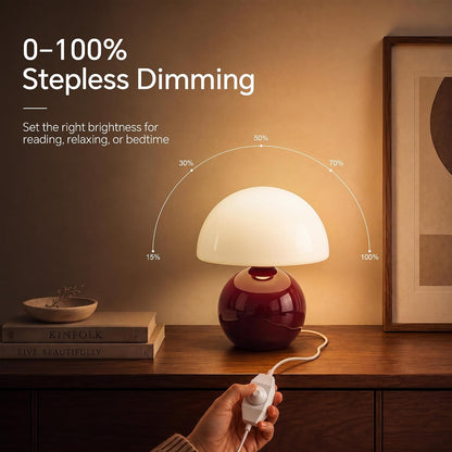 Dawnwake Mushroom Lamp Table Lamp for Bedroom-Small Desk Table Lamps,White
