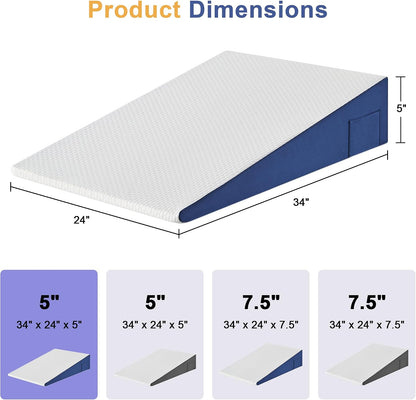 Yojoker Extra-Long Wedge Pillow, 34" Bed Incline Cushion for Sleeping, Back & Arm Support, After Surgery, Acid Reflux, Snoring Relief, Foam Triangle Pillow