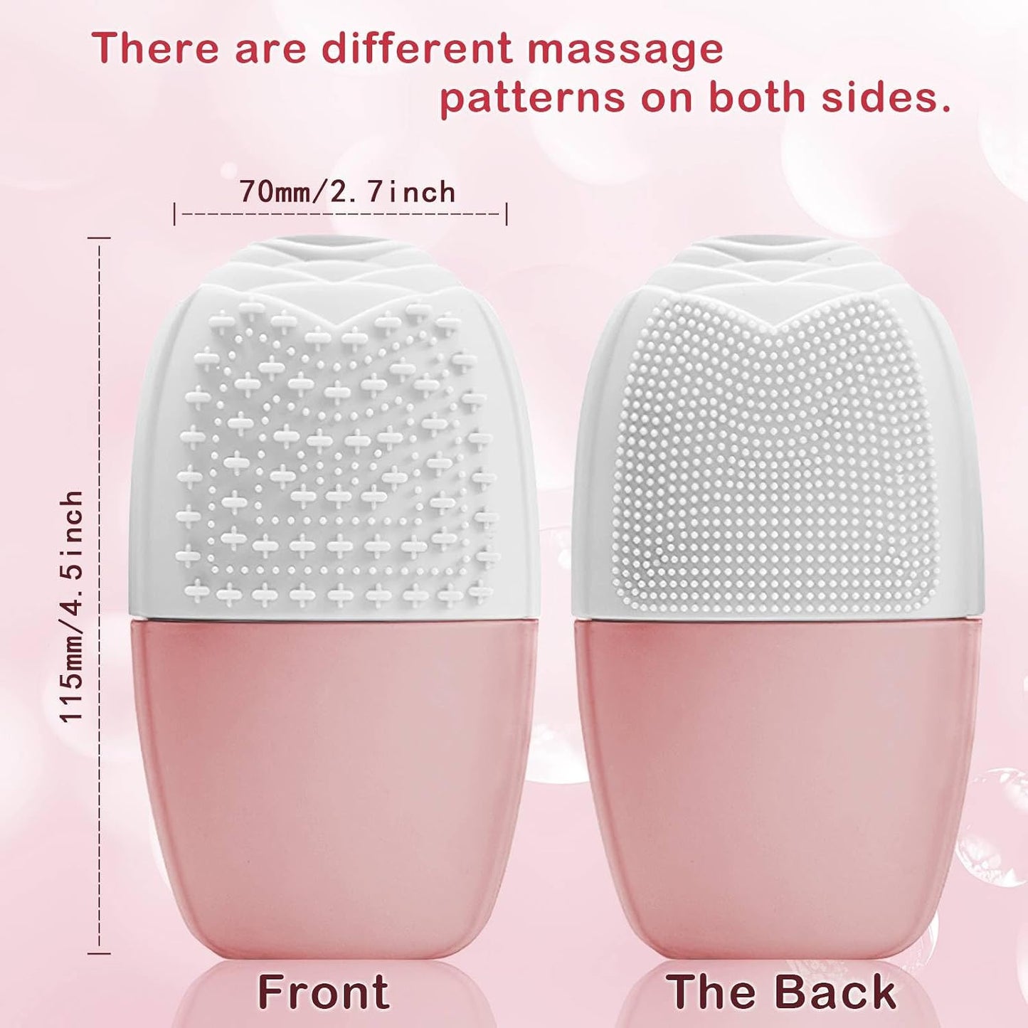 XHJRI Ice Cube Roller Massager for Face, Eyes and Neck Naturally Conditioning and Skin Care,De-Puff Eye Bags,Reduce Migraine Pain,Reusable Massage Silicone Ice Mold (Pink)