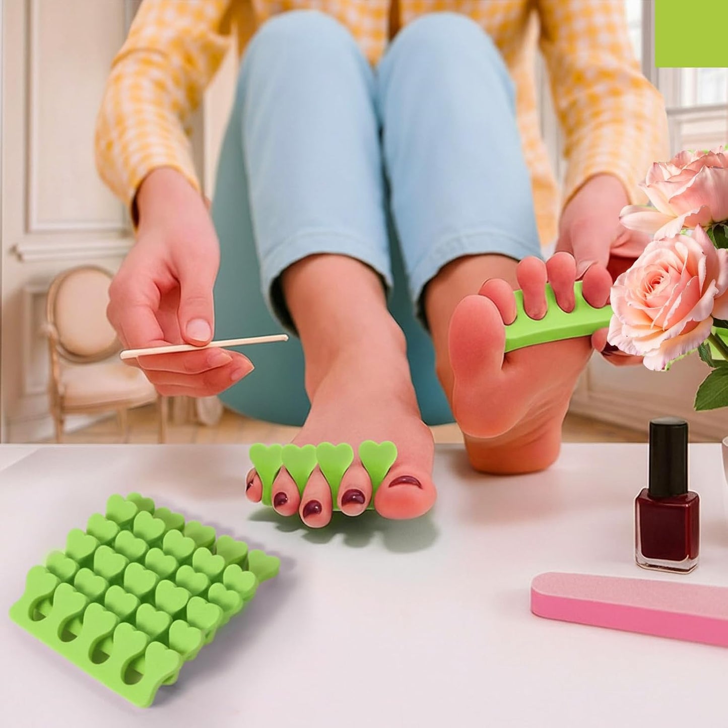 100 Pcs Sponge Toe Separators Soft Finger Separators Premium Pedicure Tool Kit Flexible Toe Divider Spacer for Polishing Pedicure Manicure Coating Nail Art Beauty Accessories (Pink)