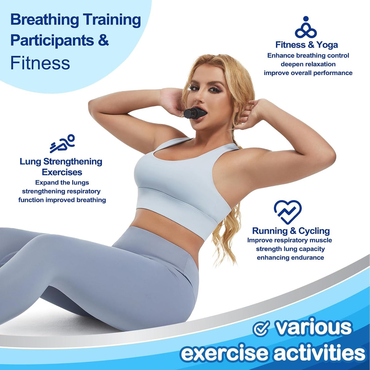 Lung Trainer, Breathing Exercise Device for Lungs, Adjustable Resistance Breathing Trainer for Respiratory Muscle Training | Boost Endurance Performance and Respiratory Fitness