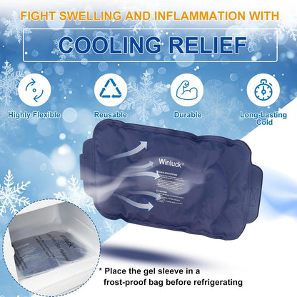 Gel Ice Cold Packs - (2-Piece Set) Soft Reusable Cold/Hot Compress, Provides Alleviate Joint and Muscle Pain. Flexible Therapy from Injuries - Shoulder, Back, Knee, Neck, Ankle & More.