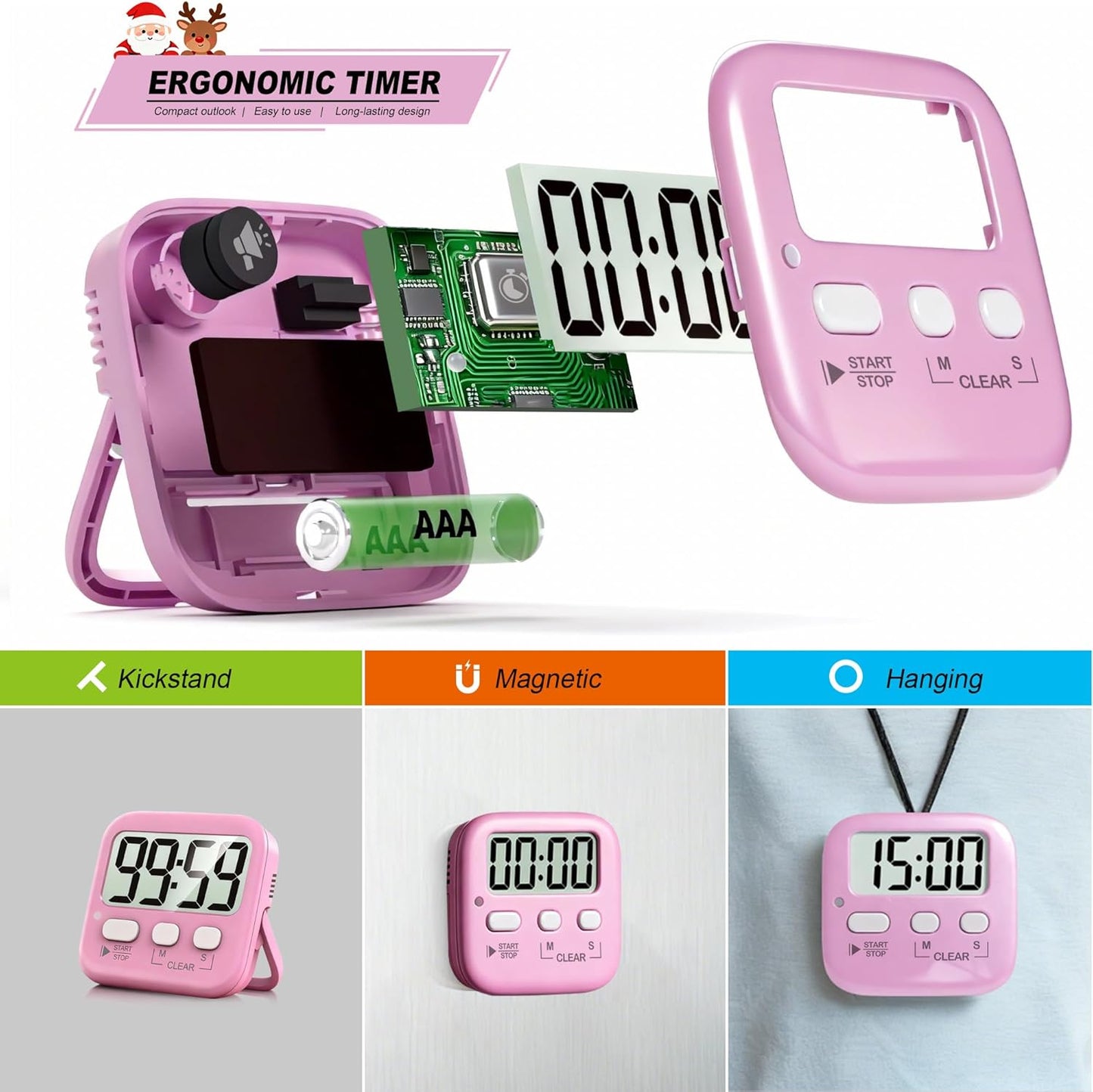 Antonki 2 Pack Digital Timer for Kids Classroom Kitchen Timers for Cooking