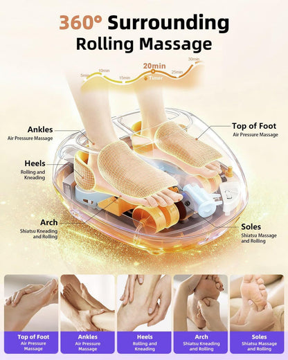 Foot Massager with Heat,Shiatsu Deep Kneading Massager for Plantar Fasciitis, Foot Massage Machine with Multi Massage Modes & Remote Control for Pain Relief (Purple)